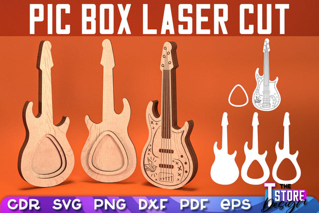 Pic Box Laser Cut | Guitar Design | Lovely Guitar | Layered Guitar | CNC Files SVG The T Store Design 