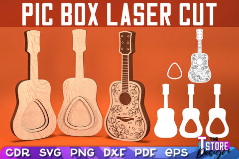 Pic Box Laser Cut | Guitar Design | Lovely Guitar | Layered Guitar | CNC Files SVG The T Store Design 