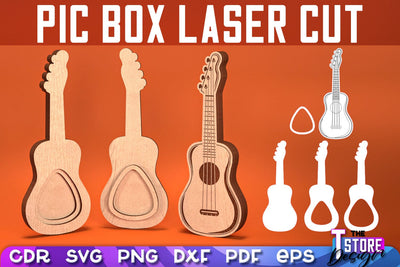 Pic Box Laser Cut | Guitar Design | Lovely Guitar | Layered Guitar | CNC Files SVG The T Store Design 