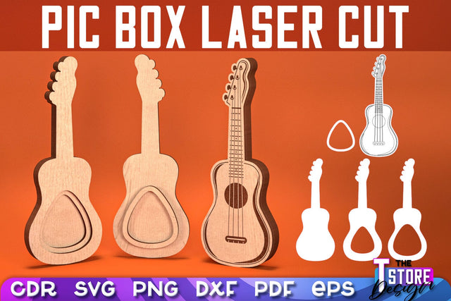 Pic Box Laser Cut | Guitar Design | Lovely Guitar | Layered Guitar | CNC Files SVG The T Store Design 