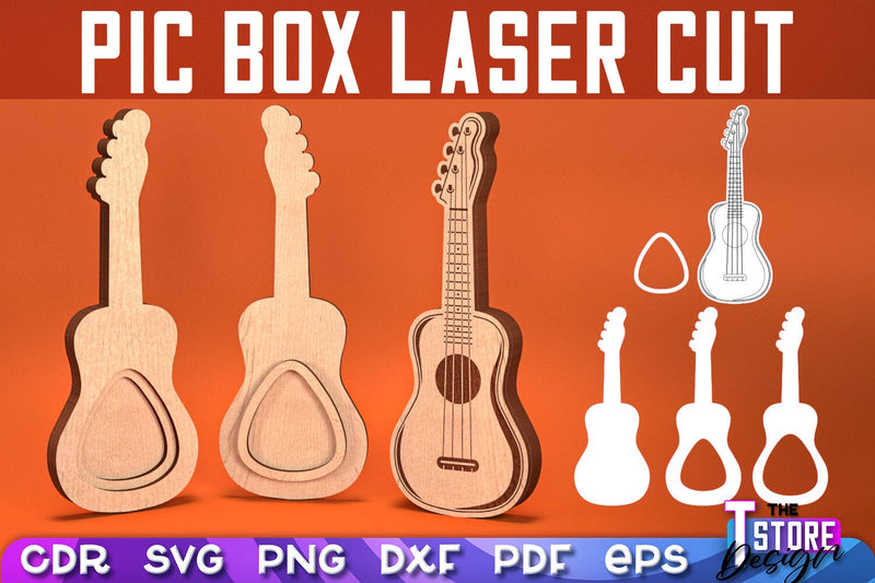 Pic Box Laser Cut | Guitar Design | Lovely Guitar | Layered Guitar | CNC Files SVG The T Store Design 