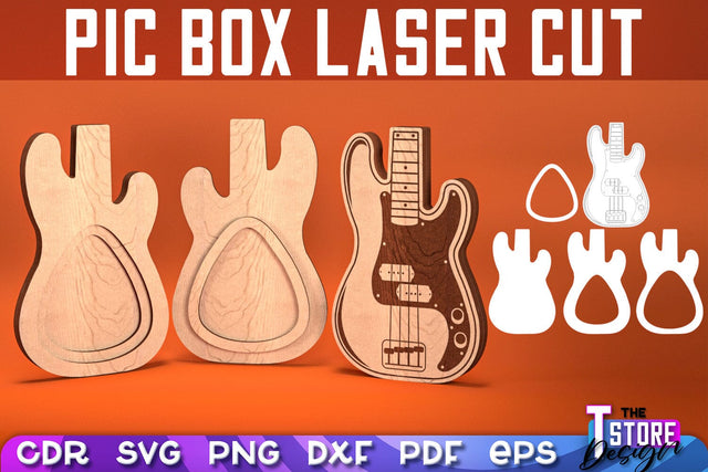 Pic Box Laser Cut | Guitar Design | Lovely Guitar | Layered Guitar | CNC Files SVG The T Store Design 