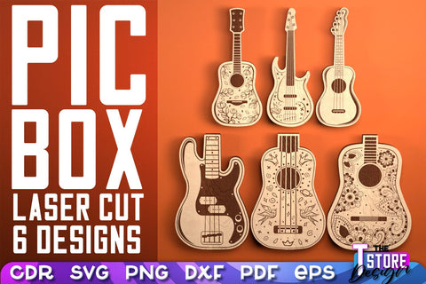 Pic Box Laser Cut | Guitar Design | Lovely Guitar | Layered Guitar | CNC Files SVG The T Store Design 