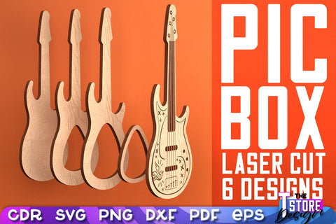 Pic Box Laser Cut | Guitar Design | Lovely Guitar | Layered Guitar | CNC Files SVG The T Store Design 