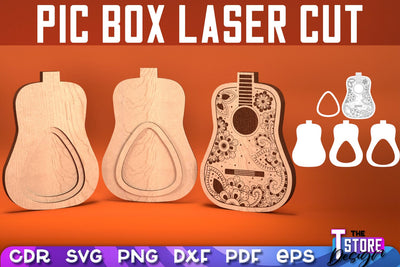 Pic Box Laser Cut | Guitar Design | Lovely Guitar | Layered Guitar | CNC Files SVG The T Store Design 