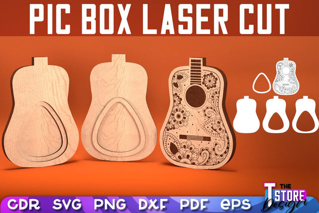 Pic Box Laser Cut | Guitar Design | Lovely Guitar | Layered Guitar | CNC Files SVG The T Store Design 