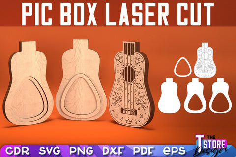Pic Box Laser Cut | Guitar Design | Lovely Guitar | Layered Guitar | CNC Files SVG The T Store Design 