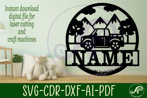 Pick up truck name sign svg laser cut template SVG APInspireddesigns 