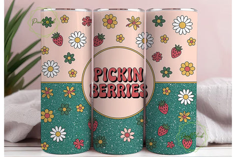 Pickin' Berries 20oz Tumbler Wrap Sublimation PixelChick 