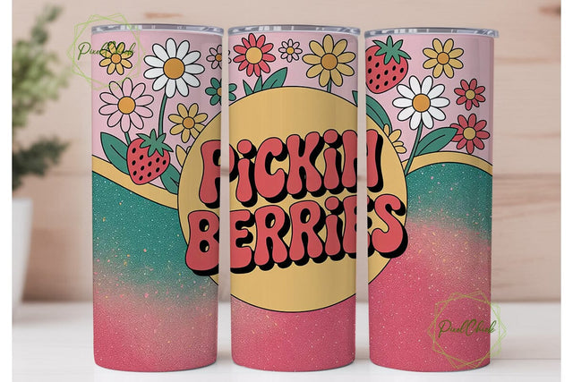 Pickin' Berries 20oz Tumbler Wrap Sublimation PixelChick 