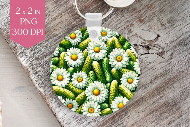 Pickle and Daisy Keyring Sublimation Design Sublimation BijouBay 