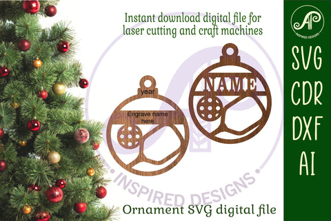 Pickle ball Christmas Ornament SVG laser cut SVG APInspireddesigns 