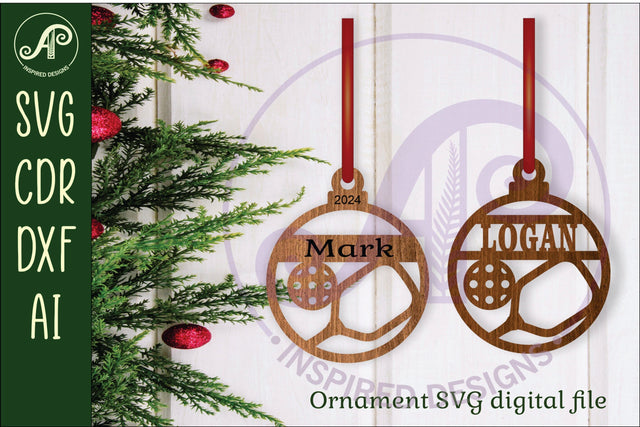 Pickle ball Christmas Ornament SVG laser cut SVG APInspireddesigns 