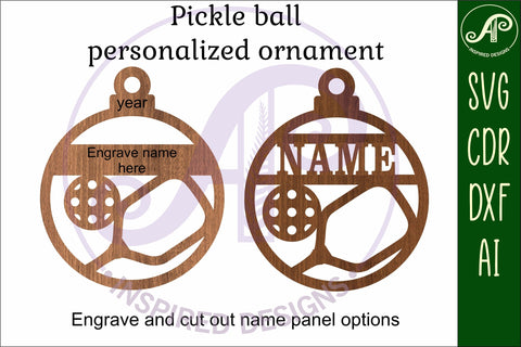 Pickle ball Christmas Ornament SVG laser cut SVG APInspireddesigns 