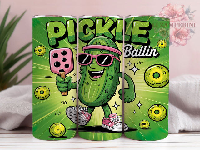 Pickle Ballin' Cute Tumbler Wrap, Cute Pickle Ball, Pickle Ballin, 20oz Tumbler Wrap, Sublimation Design, Sports Tumbler, Pickleball Gift Sublimation Li Zamperini 