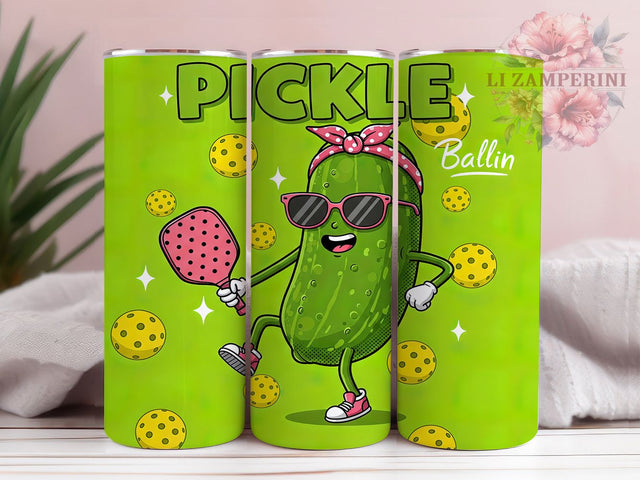 Pickle Ballin' Cute Tumbler Wrap, Cute Pickle Ball, Pickle Ballin, 20oz Tumbler Wrap, Sublimation Design, Sports Tumbler, Pickleball Gift Sublimation Li Zamperini 