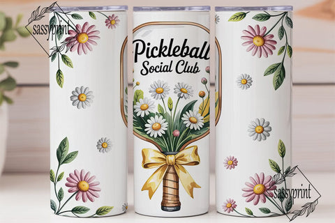 Pickleball Daisies 20oz Tumbler Wrap Sublimation sassyprint 