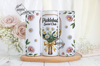 Pickleball Daisies 20oz Tumbler Wrap Sublimation sassyprint 