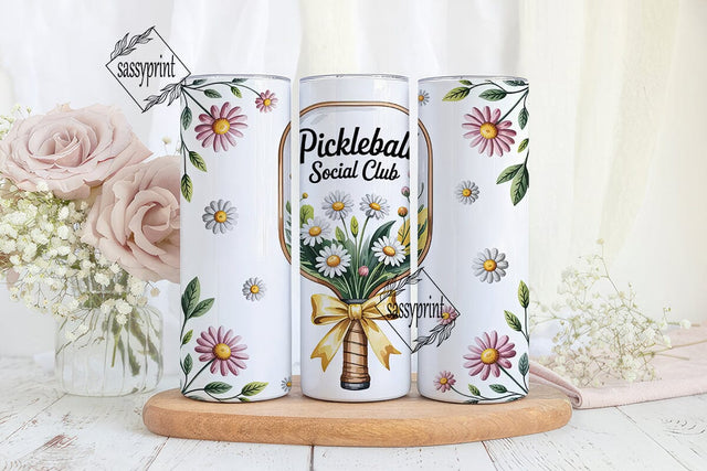 Pickleball Daisies 20oz Tumbler Wrap Sublimation sassyprint 