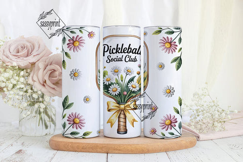 Pickleball Daisies 20oz Tumbler Wrap Sublimation sassyprint 