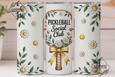 Pickleball Daisies 20oz Tumbler Wrap Sublimation sassyprint 