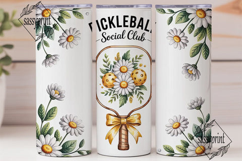 Pickleball Daisies 20oz Tumbler Wrap Sublimation sassyprint 
