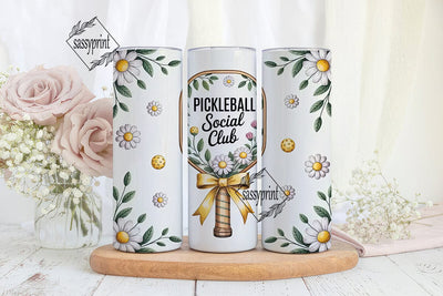 Pickleball Daisies 20oz Tumbler Wrap Sublimation sassyprint 