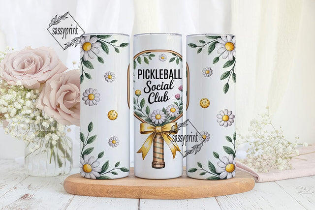 Pickleball Daisies 20oz Tumbler Wrap Sublimation sassyprint 