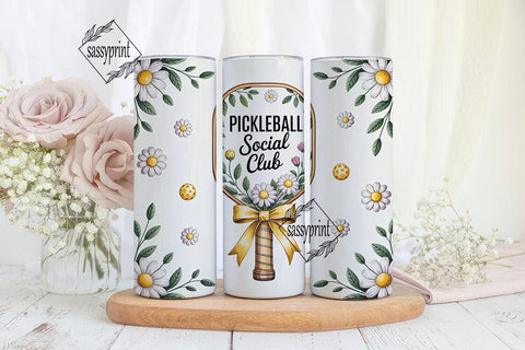 Pickleball Daisies 20oz Tumbler Wrap Sublimation sassyprint 