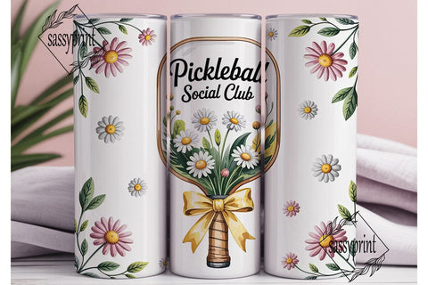Pickleball Daisies 20oz Tumbler Wrap Sublimation sassyprint 