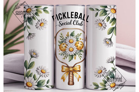 Pickleball Daisies 20oz Tumbler Wrap Sublimation sassyprint 