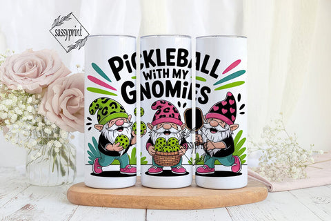 Pickleball Gnomes 20oz Tumbler Wrap Sublimation sassyprint 