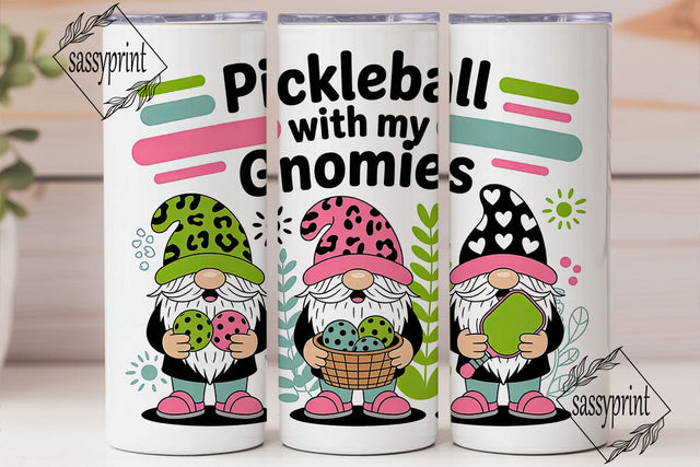 Pickleball Gnomes 20oz Tumbler Wrap Sublimation sassyprint 