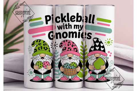 Pickleball Gnomes 20oz Tumbler Wrap Sublimation sassyprint 