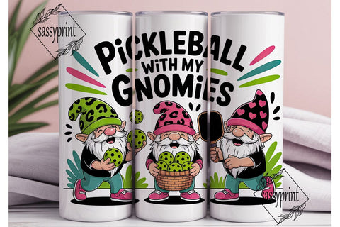 Pickleball Gnomes 20oz Tumbler Wrap Sublimation sassyprint 