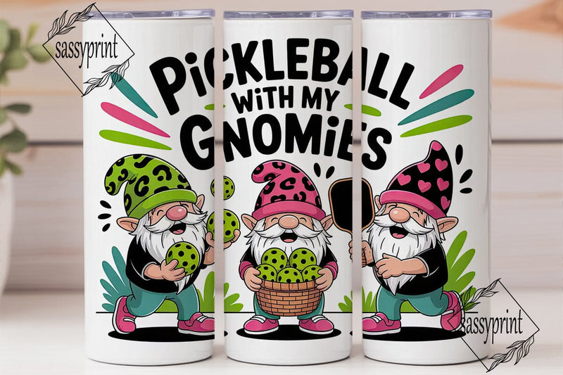 Pickleball Gnomes 20oz Tumbler Wrap Sublimation sassyprint 