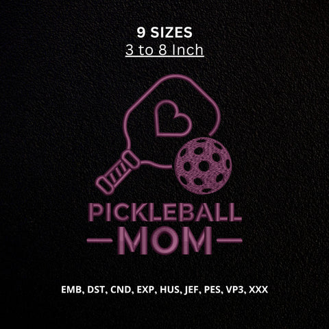 Pickleball Mom Machine Embroidery Design – Heart Paddle Pickleball Sports Embroidery File Embroidery/Applique DESIGNS PatternFeed8 