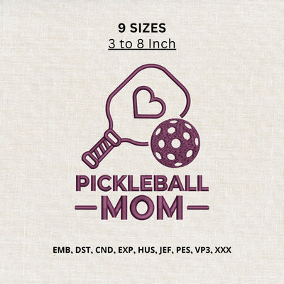 Pickleball Mom Machine Embroidery Design – Heart Paddle Pickleball Sports Embroidery File Embroidery/Applique DESIGNS PatternFeed8 