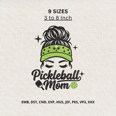 Pickleball Mom Messy Bun Machine Embroidery Design – Pickleball Mama Sports Embroidery File Embroidery/Applique DESIGNS PatternFeed8 
