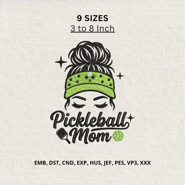 Pickleball Mom Messy Bun Machine Embroidery Design – Pickleball Mama Sports Embroidery File Embroidery/Applique DESIGNS PatternFeed8 