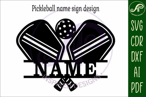 Pickleball name sign svg laser cut file SVG APInspireddesigns 