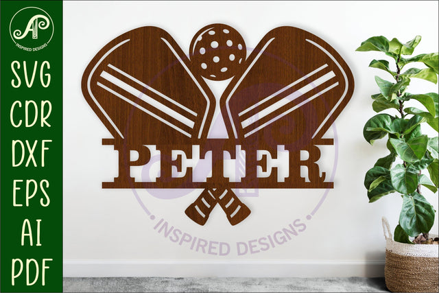 Pickleball name sign svg laser cut file SVG APInspireddesigns 