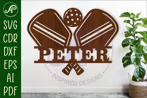 Pickleball name sign svg laser cut file SVG APInspireddesigns 