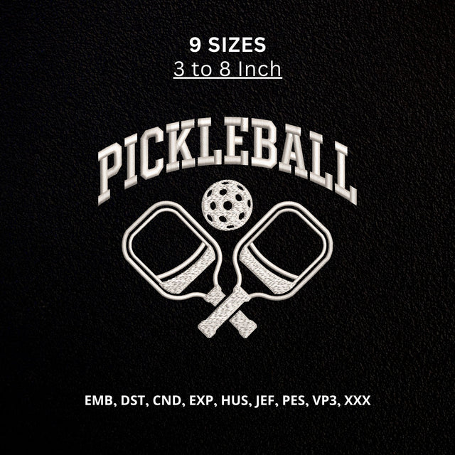 Pickleball Paddles Machine Embroidery Design – Pickleball Sport Embroidery File Embroidery/Applique DESIGNS PatternFeed8 