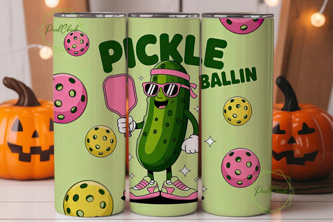 Pickleballin' 20oz Tumbler Wrap Sublimation PixelChick 