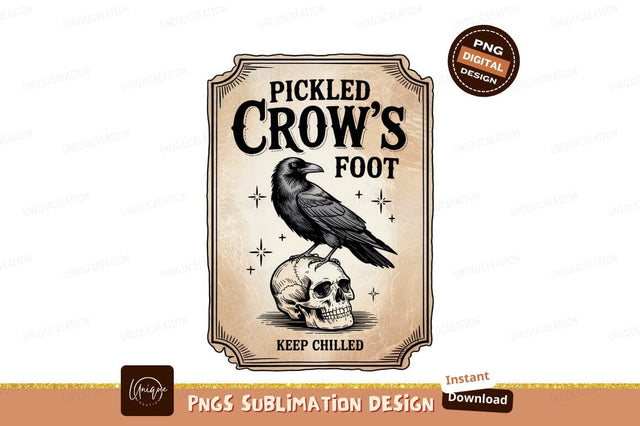 Pickled Crows Foot Skull Label Design Sublimation Designangry 