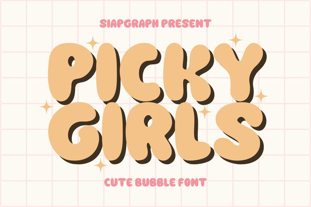Picky Girls - Cute Bubble Font Font Masyafi Studio 
