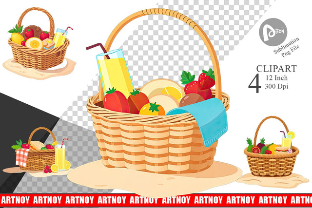 Picnic Basket Clipart Sublimation artnoy 