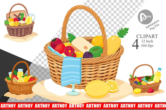 Picnic Basket Clipart Sublimation artnoy 