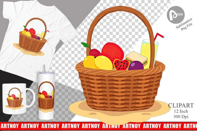 Picnic Basket Clipart Sublimation artnoy 
